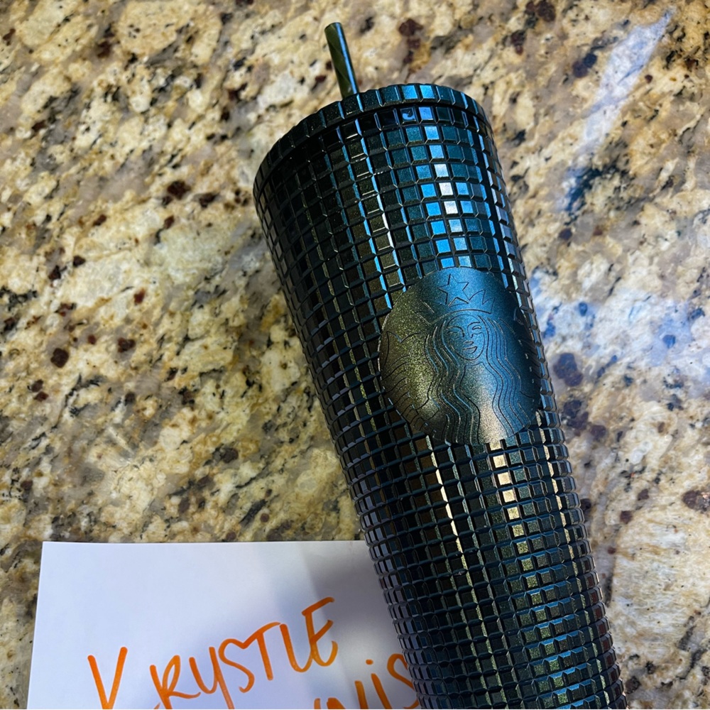 Green Starbucks tumbler